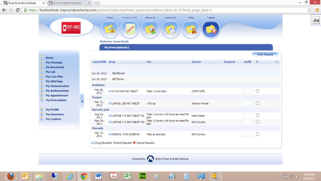 Patient Portal My Prescriptions & Refill Requests