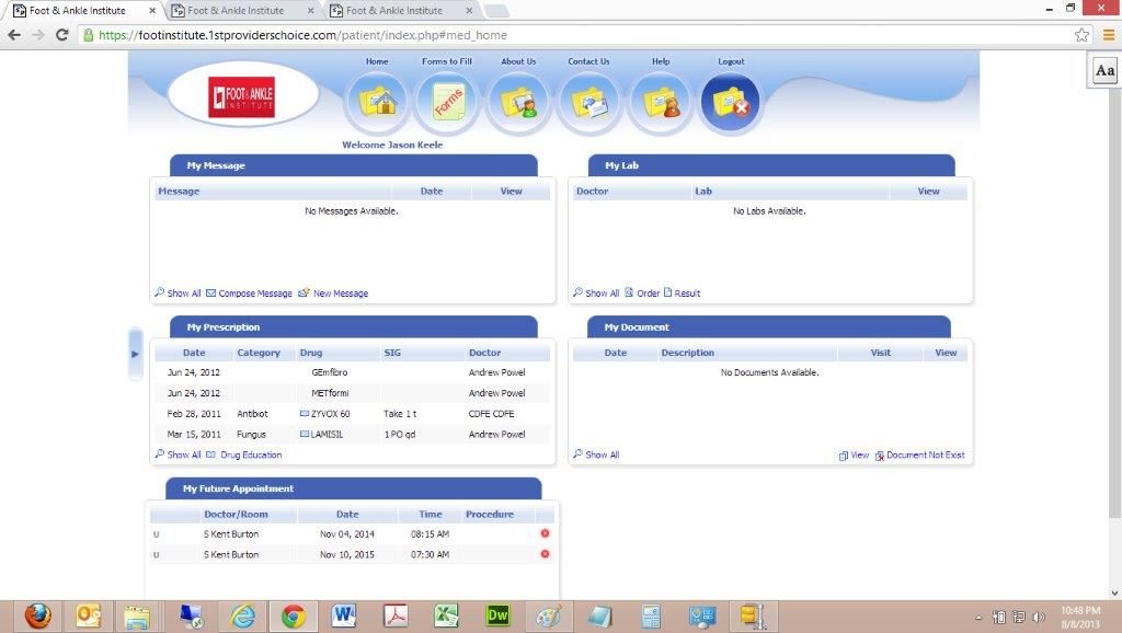 Patient Portal Patient Dashboard