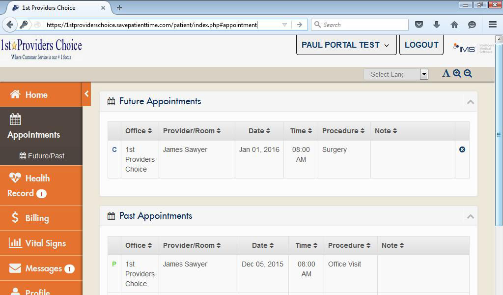 My Appointments Past & Future