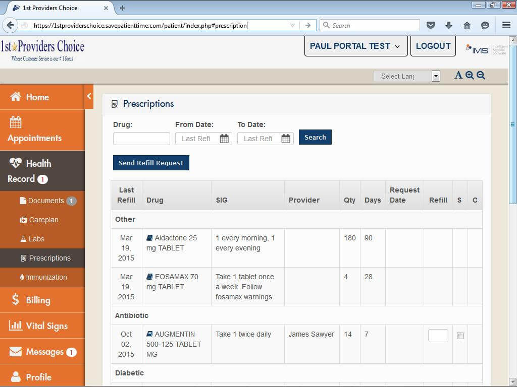 Urology Patient Portal My Prescriptions & Refill Requests